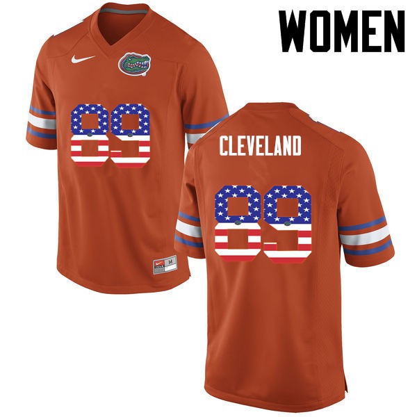 Florida Gators Women #89 Tyrie Cleveland College Football USA Flag Fashion Orange
